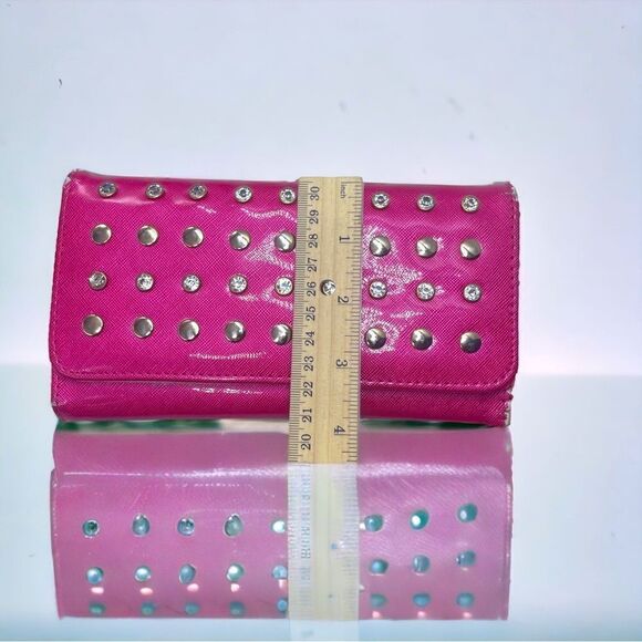 Hot Pink Bling & Silver Studded Wallet l VGUC - Picture 5 of 14